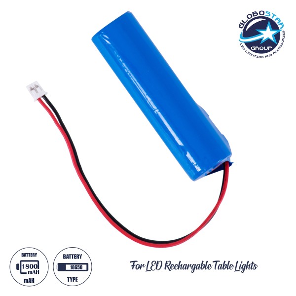 GloboStar® 76560 Επαναφορτιζόμενη Μπαταρία Λιθίου 18650 1800mAh Li-ion 3.6V με Overcharge / Discharge Προστασία για Επαναφορτιζόμενα Επιτραπέζια Φωτιστικά D1.7 x H6.5cm