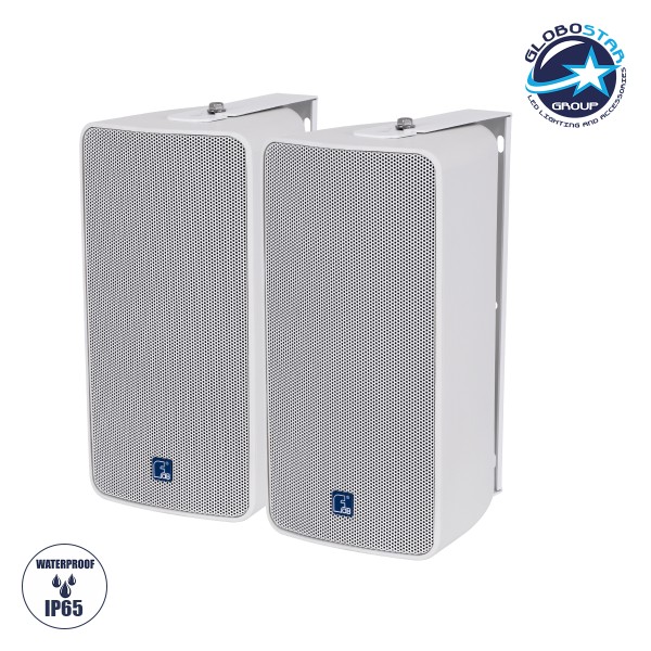 GloboStar® FDB ES106WT 98003 Facilities Speaker - Παθητικό Ηχείο Εγκαταστάσεων Επιτοίχιο με Μετασχηματιστή 100V & 16Ω - 80W RMS (320W Peak) - 1 x 6" Inches LF & 1 x 1" Inches HF - Αδιάβροχο IP65 - Λευκό - Μ18.2 x Π22.4 x Υ36.2cm - Ζεύγος