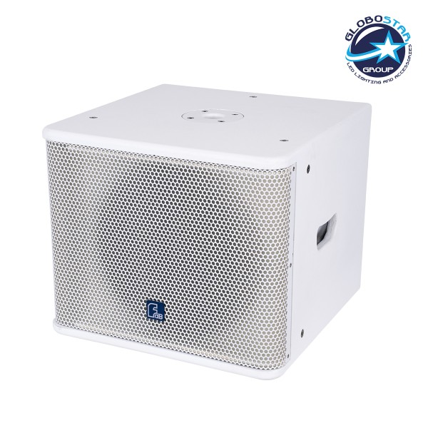 GloboStar® FDB ES112SA 98007 Facilities Speaker - Ενεργό Αυτοενισχυόμενο Ηχείο Subwoofer Εγκαταστάσεων Επιδαπέδιο με Ψηφιακό Ενισχυτή BA1.6 AC 220V/50-60Hz - 600W RMS (1400W Peak) - 1 x 12" Inches LF - IP20 - Λευκό - Μ44.5 x Π44.5 x Υ37.5cm