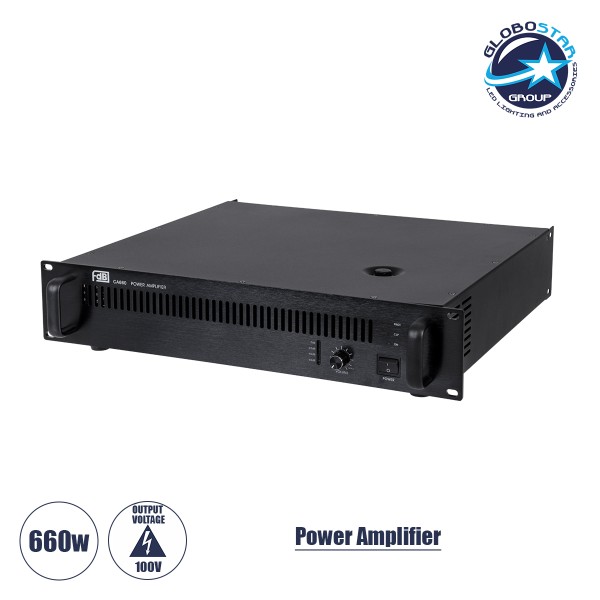GloboStar® FDB CA660 98015 Power Amplifier - Επαγγελματικός Ενισχυτής Ηχείων Εγκαταστάσεων 100V - Frequency Response 60Hz-20Khz - AC 220V/50-60Hz - 660W/4Ω - IP20 - Μαύρο - Μ48.5 x Π32 x Υ9cm