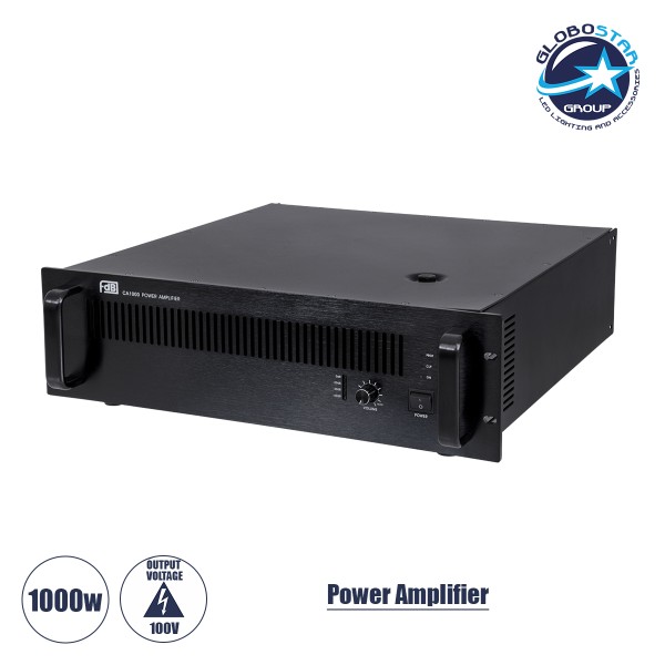 GloboStar® FDB CA1000 98016 Power Amplifier - Επαγγελματικός Ενισχυτής Ηχείων Εγκαταστάσεων 100V - Frequency Response 60Hz-20Khz - AC 220V/50-60Hz - 1000W/4Ω - IP20 - Μαύρο - Μ48.5 x Π45.5 x Υ13.2cm