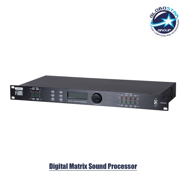 GloboStar® FDB US2403 98020 Audio Processor - Επαγγελματικός Επεξεργαστής Ήχου 2in & 4out - 32-bit DSP SHARC Processor - Frequency Response 20Hz-20Khz DR115DBu - AC 220V/50-60Hz - IP20 - Μαύρο - Μ48.2 x Π20.5 x Υ4.4cm