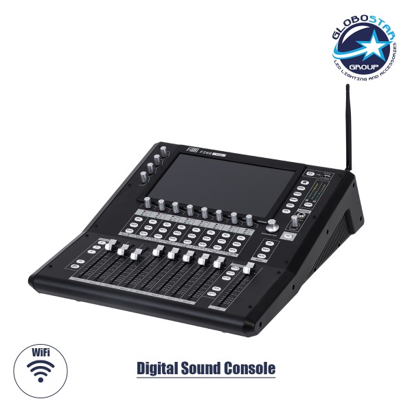 GloboStar® FDB F260 98023 Multifunctional Digital Mixer Audio Console 24Ch - Επαγγελματική Ψηφιακή Κονσόλα Ήχου 16Ch Audio In / 8Ch Audio Out / 8Ch BUS Out - Οθόνη Αφής 10" HD - Wifi Smart System - UDP - AC 220V/50-60Hz - IP20 - Μαύρο - Μ38 x Π49 x Υ14cm