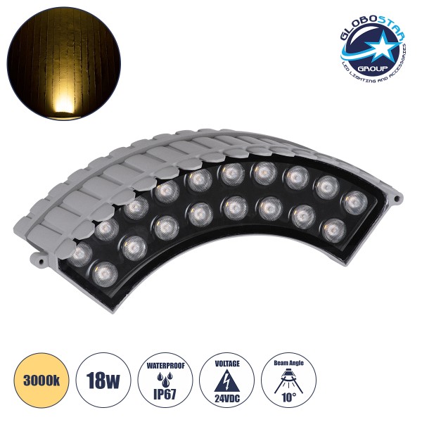 GLOBOSTAR® TREELIGHT-JINA 90690 Κυρτή Μπάρα Φωτισμού Wall Washer για Φυτά - Δέντρα LED 18W 1620lm 10° DC 24V Αδιάβροχο IP67 Θερμό Λευκό 2700K Dimmable - Γκρι Ανθρακί - Μ29 x Π11 x Υ10.5cm - 3 Χρόνια Εγγύηση