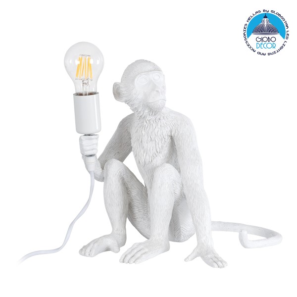 GloboStar® APES 01808 Μοντέρνο Φωτιστικό Πορτατίφ Λαμπατέρ Μονόφωτο 1 x E27 Λευκό Φιγούρα L30 x W27 x H30cm