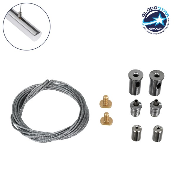 GLOBOSTAR® SUSPENSION 70897 Σύστημα Κρέμασης με 2 Ρυθμιζόμενες Ντίζες & Εξαρτήματα Ειδικό για Προφίλ Αλουμινίου - Μ1 x Π1 x Υ200cm