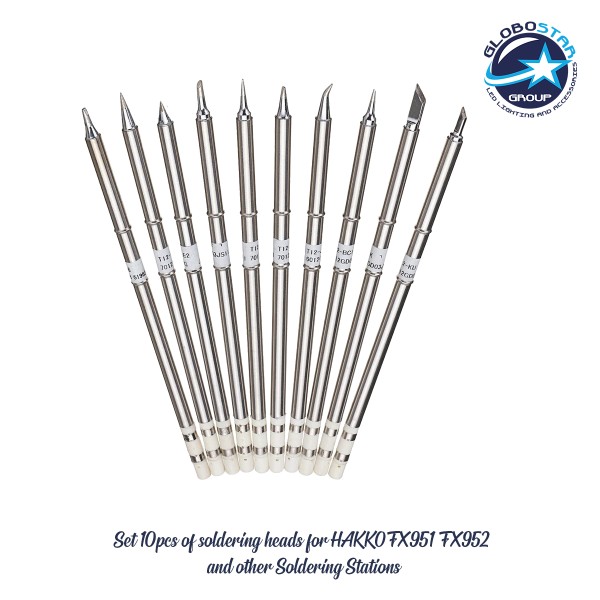 GloboStar® 79977 Drillpro T12 ΣΕΤ 10 Κεφαλών για Κολλητήρι - Σταθμού Συγκόλλησης Συμβατές με Μοντέλα  HAKKO FX951 & FX952 και για Άλλα Μοντέλα