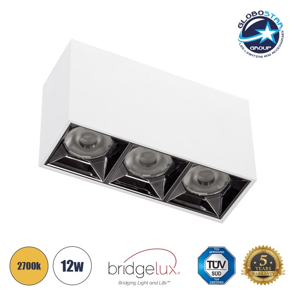 GLOBOSTAR® LUMINAR 60327 Downlight Σποτ LED 12W 1620lm 36° AC 220-240V IP20 Θερμό Λευκό 2700K - Osram SMD Chip & TÜV SÜD Driver - Λευκό Ματ - Μ11.8 x Π4.2 x Υ6.6cm - 5 Χρόνια Εγγύηση
