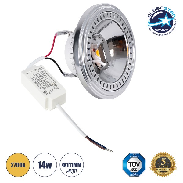 GloboStar® DARKO 60380 Σποτ LED Indirect Anti-Glare AR111 14W 1582lm 40° AC 220-240V IP20 Φ11.1 x Υ6.6cm Θερμό Λευκό 2700K - Bridgelux High Lumen COB Gen2 - TÜV Certified Driver - 5 Years Warranty