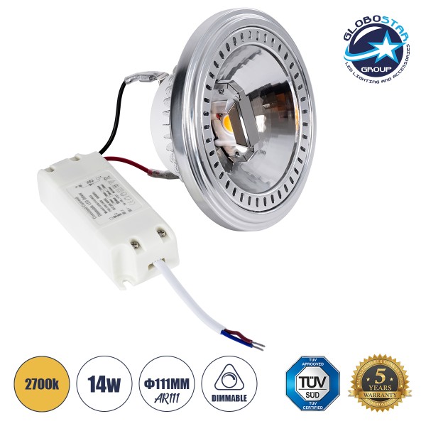 GloboStar® DARKO 60383 Σποτ LED Indirect Anti-Glare AR111 14W 1582lm 40° AC 220-240V IP20 Φ11.1 x Υ6.6cm Θερμό Λευκό 2700K Dimmable - Bridgelux High Lumen COB Gen2 - TÜV Certified Driver - 5 Years Warranty