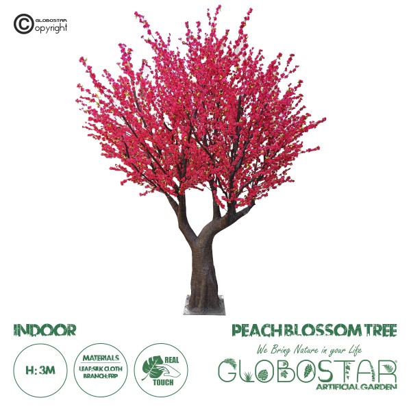 GloboStar® Artificial Garden PEACH BLOSSOM TREE 20168 Τεχνητό Διακοσμητικό Δέντρο Ανθισμένη Ροδακινιά Υ300cm