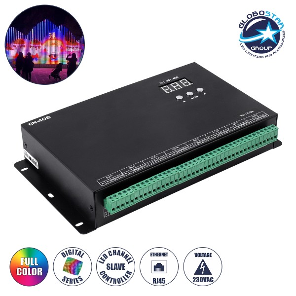 GloboStar® 90146 SEEKWAY EN-408 - Professional Channel Controller - Full Colour LED Digital Control System - Κεντρικός & Slave Controller Καναλιών Εξόδου για Ψηφιακά Προϊόντα LED Digital Pixel TTL & DMX512 - Single Colour & RGB & RGBW - Synchronous
