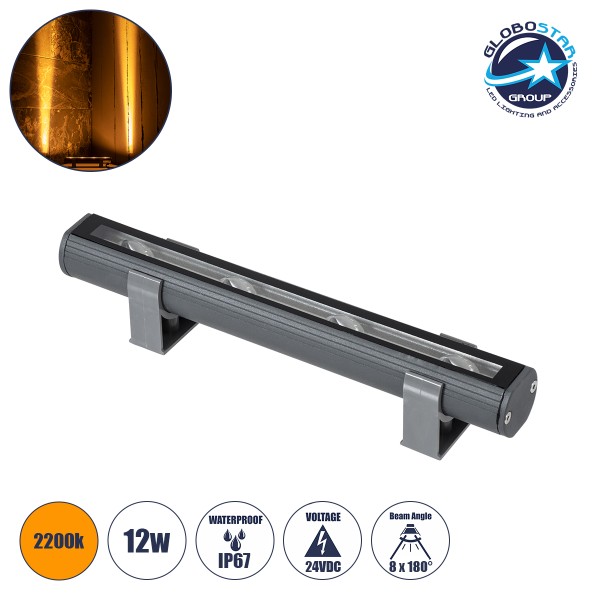 GloboStar® WINDOW-BARI 90586 Αρχιτεκτονικό Φωτιστικό Ανάδειξης Παραθύρων Window Light LED 12W 1020lm 8x180° DC 24V Αδιάβροχο IP67 L30 x W4 x H3.5cm Αρχιτεκτονικό Πορτοκαλί 2200K - Γκρι Ανθρακί - 3 Χρόνια Εγγύηση
