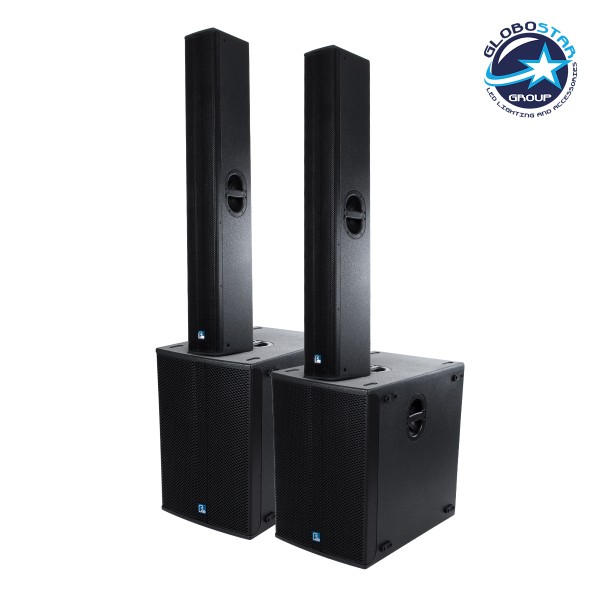 GloboStar® FDB K806+K118BAS 98027-98028-SET PA Column System - Ενεργό Αυτοενισχυόμενο Σετ Ηχείων & Subwoofer Column Κολωνάτο με Ψηφιακό Ενισχυτή SA2.68 AC 220V/50-60Hz -1200W RMS/4Ω + 960W RMS/6Ω (8640W Peak) - IP20 - Μαύρο - Σετ 4 Τεμαχίων