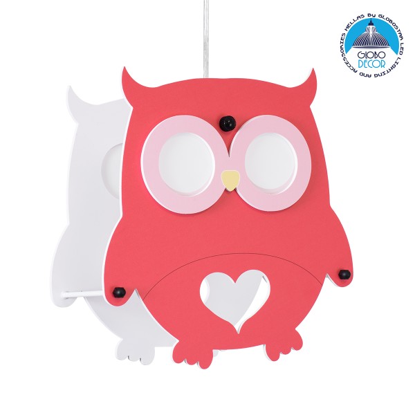 GloboStar® OWL 61576 Παιδικό Κρεμαστό Φωτιστικό Φιγούρα Μονόφωτο 1 x E27 IP20 Πολύχρωμο Πλαστικό - Μ29.5 x Π15.5 x Υ30.5cm