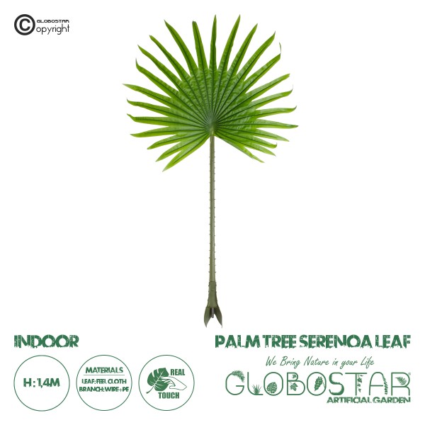 GloboStar® Artificial Garden SERENOA PALM LEAF 20172 Τεχνητό Διακοσμητικό Φύλο Φοινικόδεντρου Σερενόα Βεντάλια Π77 x Υ140cm 