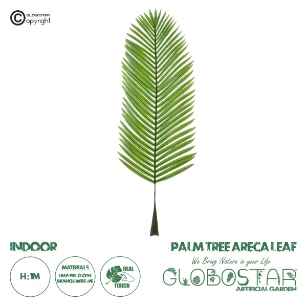 GloboStar® Artificial Garden ARECA PALM LEAF 20175 Τεχνητό Διακοσμητικό Φύλο Φοινικόδεντρου Αρέκα Π45 x Υ100cm