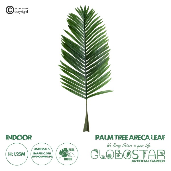 GloboStar® Artificial Garden ARECA PALM LEAF 20176 Τεχνητό Διακοσμητικό Φύλο Φοινικόδεντρου Αρέκα Π45 x Υ125cm