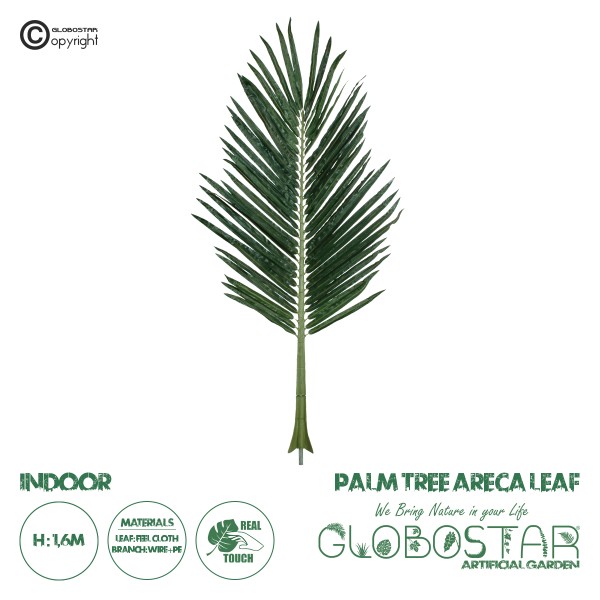 GloboStar® Artificial Garden ARECA PALM LEAF 20179 Τεχνητό Διακοσμητικό Φύλο Φοινικόδεντρου Αρέκα Π70 x Υ160cm