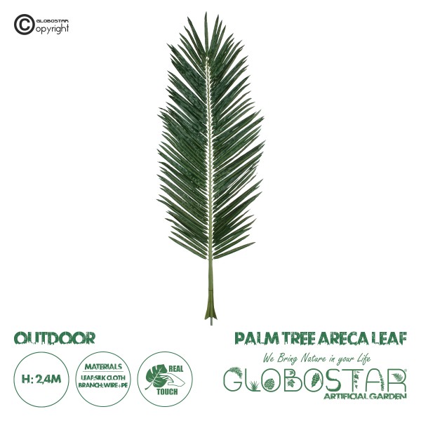 GloboStar® Artificial Garden ARECA PALM LEAF 20181 Τεχνητό Διακοσμητικό Φύλο Φοινικόδεντρου Αρέκα Π90 x Υ240cm