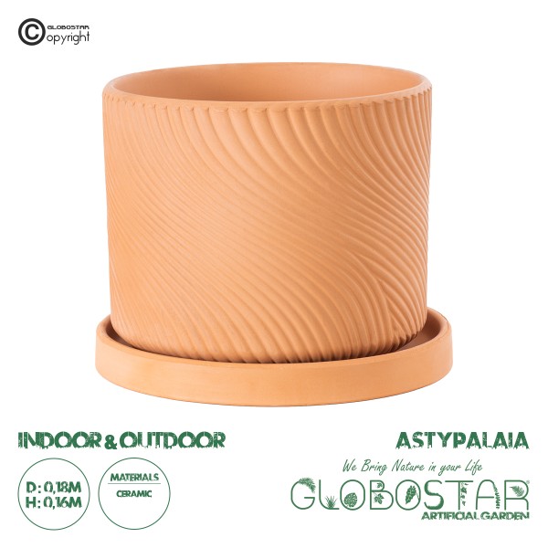 GloboStar® Artificial Garden ASTYPALAIA 20451 Πήλινο Κεραμικό Κασπώ Γλάστρα - Flower Pot Κεραμιδί Φ18cm x Υ16cm