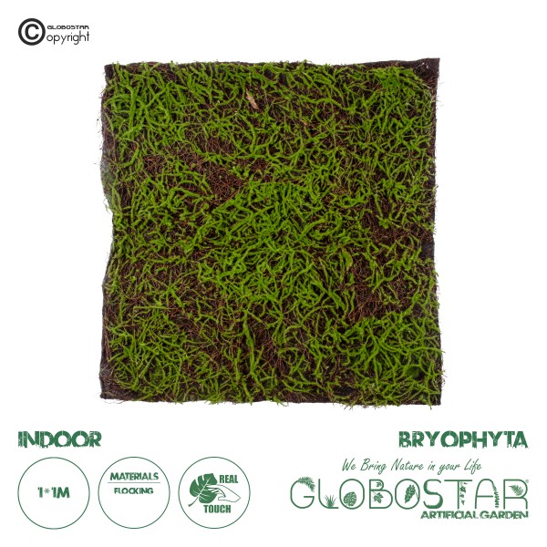 GloboStar® Artificial Garden BRYOPHYTA 20143 Τεχνητό Διακοσμητικό Πάνελ Φυλλωσιάς - Κάθετος Κήπος Βρύα Μ100 x Π100 x Υ5cm 