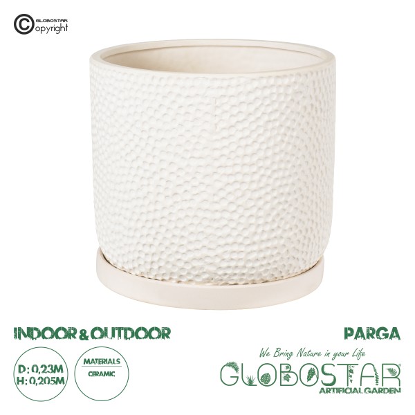GloboStar® Artificial Garden PARGA 20452 Πήλινο Κεραμικό Κασπώ Γλάστρα - Flower Pot Μπεζ Φ23cm x Υ20.5cm
