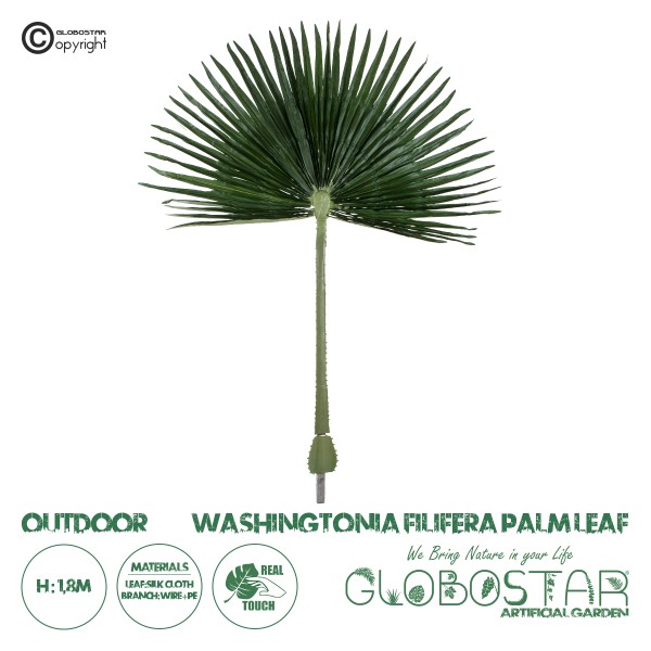 GloboStar® Artificial Garden WASHINGTONIA FILIFERA PALM LEAF 20170 Τεχνητό Διακοσμητικό Φύλο Φοινικόδεντρου Βεντάλια Π135 x Υ180cm