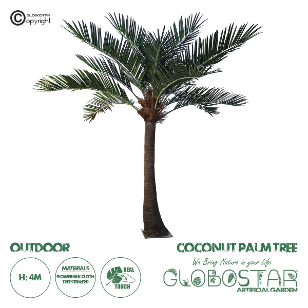 GloboStar® Artificial Garden COCONUT PALM TREE 20442 Τεχνητό Διακοσμητικό Φοινικόδεντρο Κοκοφοίνικας Εξωτερικού Χώρου IP68 UV Certified Protection Υ400cm