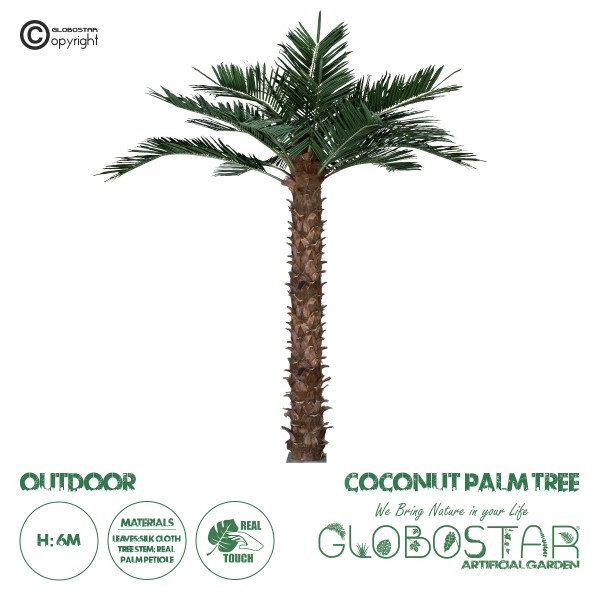 GloboStar® Artificial Garden COCONUT PALM TREE 20436 Τεχνητό Διακοσμητικό Φοινικόδεντρο Κοκοφοίνικας Υ600cm