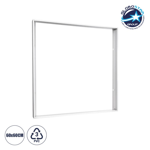 GloboStar® 60220 Πλαίσιο Στήριξης PVC Επιτοίχιας Τοποθέτησης για LED Panel 60x60cm - Λευκό