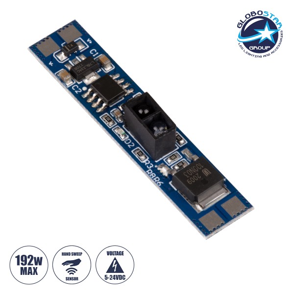 GloboStar® SENSOR-PROFILE 70698 Mini Ανιχνευτής-Αισθητήρας Κίνησης Χεριού ή Αντικειμένου Modular για Προφίλ Αλουμινίου - DC 5-24V 1 x 6A 144W - Max 6A 144W - IP20 - Γωνία Ανίχνευσης 180° & Απόσταση Ανίχνευσης 30 Εκατοστά με 30 Sec Χρόνο Αναμονής -  Μ4.9 x