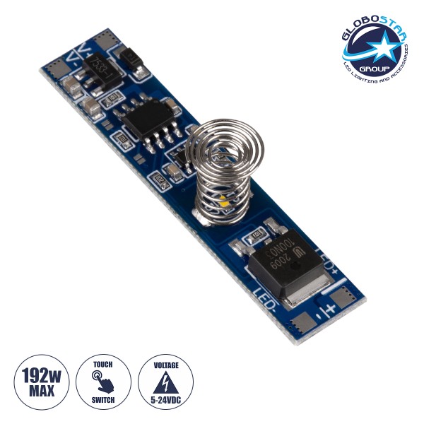GloboStar® SENSOR-PROFILE 70699 Mini Αισθητήρας-Διακόπτης Αφής Modular για Προφίλ Αλουμινίου - DC 5-24V 1 x 8A 192W - Max 8A 192W - IP20 - Μ4.7 x Π1 x Υ1cm - 2 Χρόνια Εγγύηση