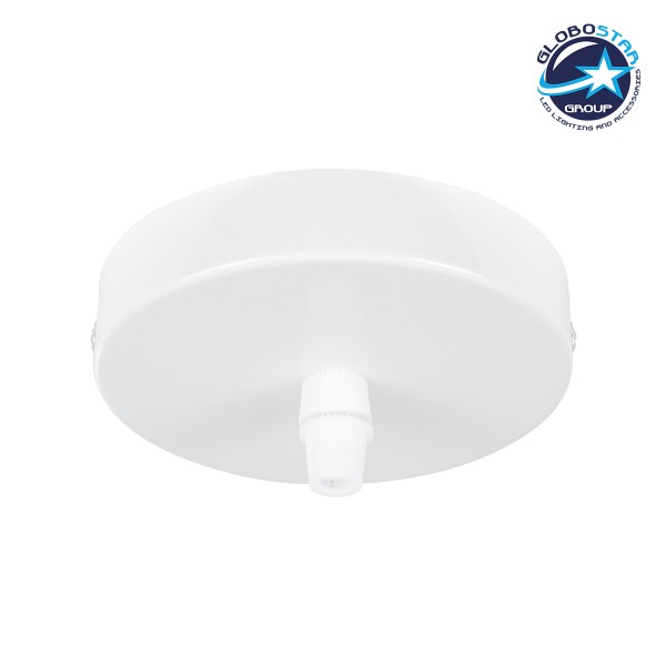 GloboStar® DIY 77500 Επιτοίχια Στρογγυλή Ροζέτα - Βάση για 1 Κρεμαστό Φωτιστικό - Φ10 x Υ2cm - Λευκό - Μεταλλικό - 5 Χρόνια Εγγύηση