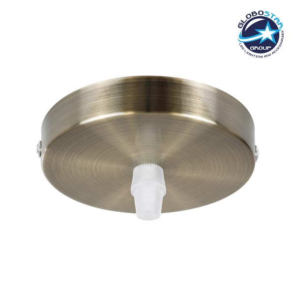GloboStar® DIY 77505 Επιτοίχια Στρογγυλή Ροζέτα - Βάση Φωτιστικού - Φ10 x Υ2cm - Αντικέ Μπρονζέ - Μεταλλικό - 5 Χρόνια Εγγύηση