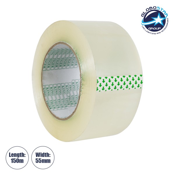 GloboStar® 79953 Ταινία Συσκευασίας 55mm Φάρδος x 150 Μέτρα Μήκος Διαφανή