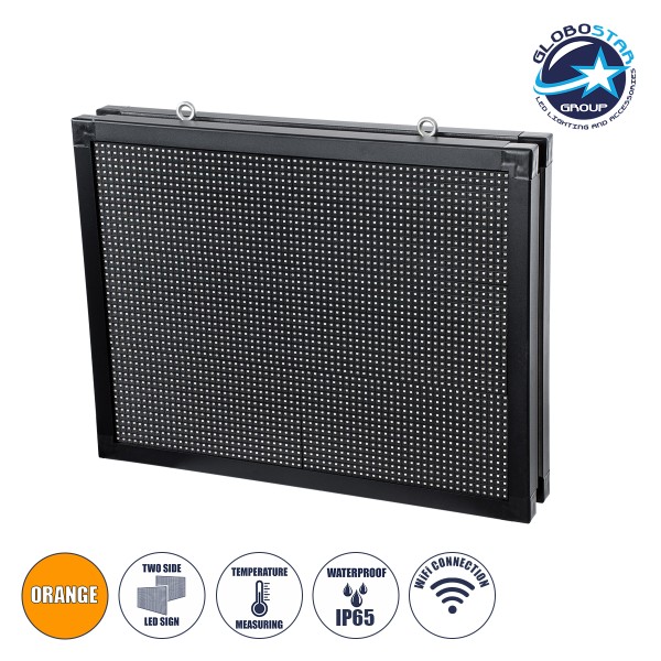 GloboStar® DISPLAY 90807 LED Scrolling Display 64x48cm - Κυλιόμενη Ψηφιακή Πινακίδα / Επιγραφή Διπλής Όψης P10 LED SMD AC 220-240V - Λειτουργία μέσω Wi-Fi με Εφαρμογή APP - Αισθήτηρας Θερμοκρασίας και Υγρασίας - Αδιάβροχο IP65 - Μ70 x Π11 x Υ54.5cm - Πορτ