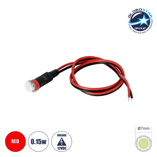 GloboStar® SMD-LED 81485 Υψηλής Ισχύος SMD LED 0.15W DC 12V - Φ0.7 x Υ2.3cm - Κόκκινο - Dimmable - 2 Χρόνια Εγγύηση