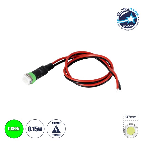 GloboStar® SMD-LED 81486 Υψηλής Ισχύος SMD LED 0.15W DC 12V - Φ0.7 x Υ2.3cm - Πράσινο - Dimmable - 2 Χρόνια Εγγύηση