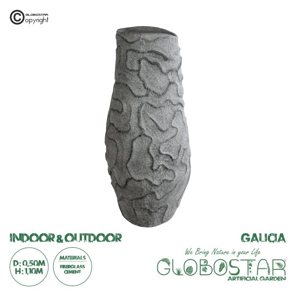 GloboStar® Artificial Garden GALICIA 20764 Επιδαπέδιο Πολυεστερικό Τσιμεντένιο Κασπώ Γλάστρα - Flower Pot Γκρι Φ50 x Υ110cm