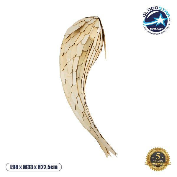 GloboStar® GOURAMI 02359 Boho Φωτιστικό Τοίχου - Απλίκα Μονόφωτο 1 x E27 AC220-240V IP20 - Μ98 x Π33 x Υ22.5cm - Μπεζ Λεπτό Φύλλο Ξύλου Πλέγμα - 5 Χρόνια Εγγύηση