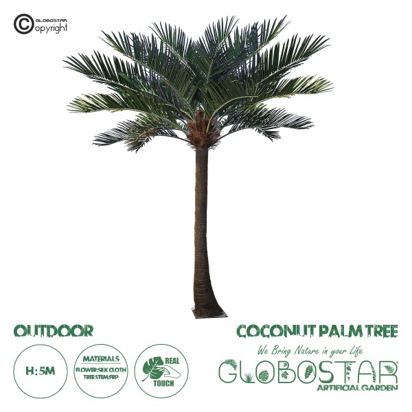 GloboStar® Artificial Garden COCONUT PALM TREE 20594 Τεχνητό Διακοσμητικό Φοινικόδεντρο Κοκοφοίνικας Υ500cm