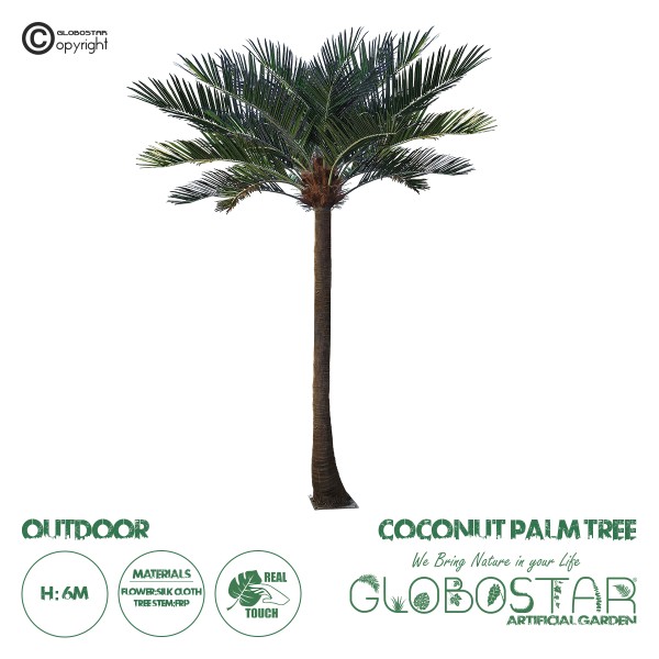 GloboStar® Artificial Garden COCONUT PALM TREE 20595 Τεχνητό Διακοσμητικό Φοινικόδεντρο Κοκοφοίνικας Υ600cm