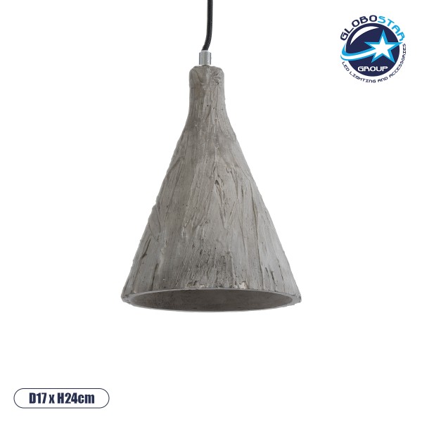 GLOBOSTAR® VOLCANO 01080 Μοντέρνο Κρεμαστό Φωτιστικό Οροφής με Ντουί 1 x E27 AC 220-240V IP20 - Γκρι - Μ17 x Π17 x Υ24cm