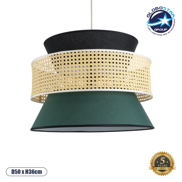 GLOBOSTAR® SAIGE 01916 Boho Κρεμαστό Φωτιστικό Οροφής με Ντουί 1 x E27 AC 220-240V IP20 - Πολύχρωμο - Μ50 x Π50 x Υ36cm