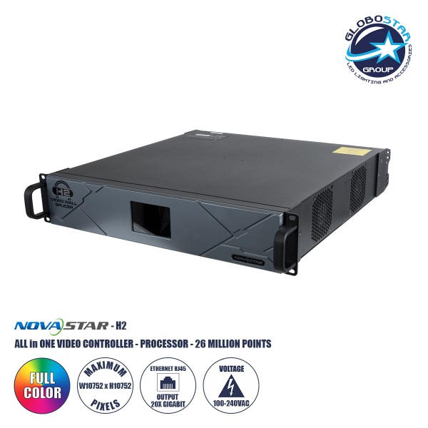 GloboStar® NOVASTAR H2 41017 Professional LED Video Controller / Processor - Επαγγελματικός Ελεγκτής / Επεξεργαστής Βίντεο 4K για Οθόνες LED Video Wall Display - 13 Million Points (Expandable up to 26 Million Points) - Loading Area in Pixels W10752 x H107