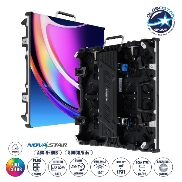 GLOBOSTAR® 41039 LED Επαγγελματικό Κυρτό Video Wall Display Cabinet - Οθόνη LED 50x50cm - P1.95 GOB Pro 3840Hz High Refresh Rate - Density 65536 Dots ανά Καμπίνα - 160W Nits ≥800cd/㎡ AC 100-240V - Kinglight SMD1515 Full Color S1/32 14Bits - Κάρτα NovaStar