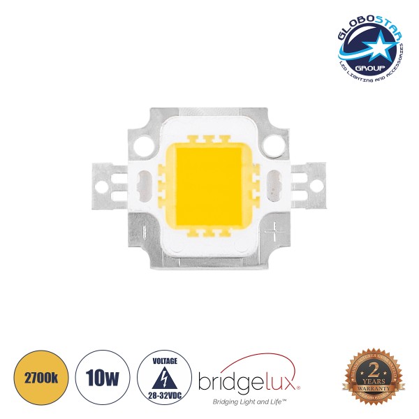 GloboStar® 73763 Υψηλής Ισχύος LED COB BRIDGELUX 10W DC 28-32V Θερμό Λευκό 2700K - 2 Χρόνια Εγγύηση
