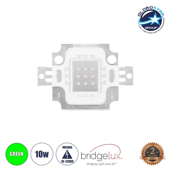 GloboStar® 73769 Υψηλής Ισχύος LED COB BRIDGELUX 10W DC 10-12V Πράσινο - 2 Χρόνια Εγγύηση