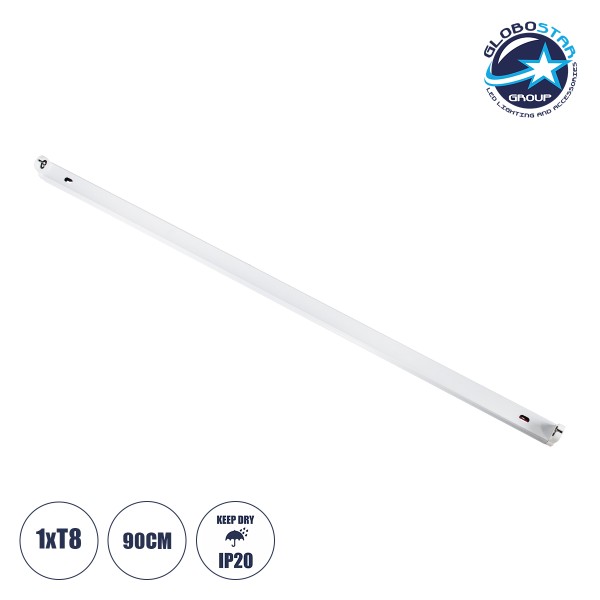 GloboStar® TUBATO 60148 Μεταλλικό Σκαφάκι για 1 x Λάμπα 90CM T8 G13 LED AC 220-240V IP20 Μ90 x Π3.4 x Υ4.3cm